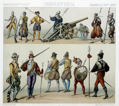 Wojownicy w XVI wieku – w „Strój historyczny” Racinet autorstwa Albert Charles August Racinet