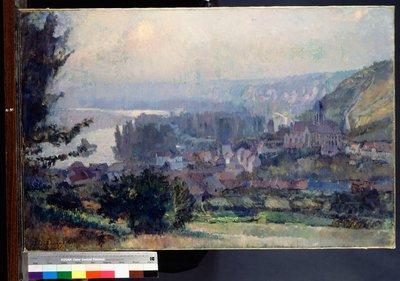 Widok Vetheuil, zachód słońca, 1897 autorstwa Albert Charles Lebourg
