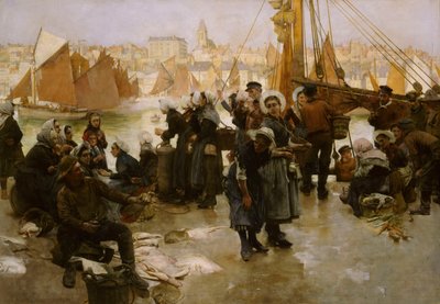 Wyjazd floty rybackiej, Boulogne, 1891 autorstwa Albert Chevallier Tayler
