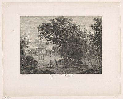 Widok na jezioro w Villa Borghese Lago w Villa Borghese (tytuł na obiekcie) Malajski Radirte Prospekte aus Italien (tytuł serii) autorstwa Albert Christoph Dies