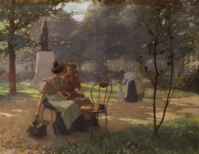 Dwie młode dziewczyny w parku autorstwa Albert Cresswell
