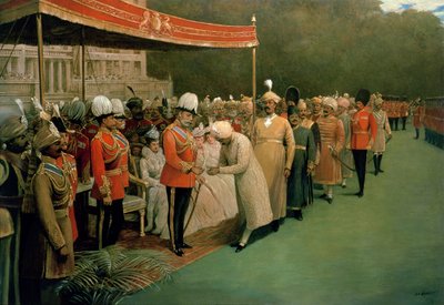Edward VII odbiera maharadżów i dygnitarzy przed koronacją autorstwa Albert E. Harris