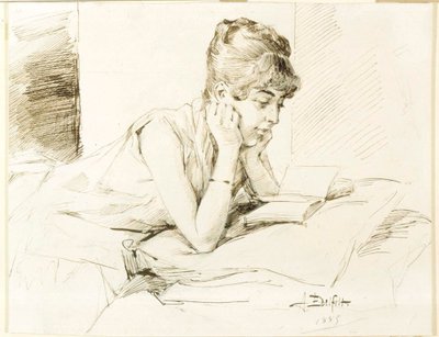 Młoda kobieta czytająca autorstwa Albert Edelfelt