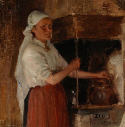 Elli Jäppinen przy kuchence, studium autorstwa Albert Edelfelt