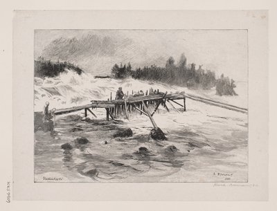 Wodospad. Narty Vallinko autorstwa Albert Gustaf Aristides Edelfelt