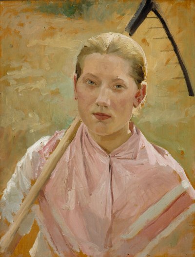 Dziewczyna z grabiami, szkic do obrazu „Sierpień” autorstwa Albert Edelfelt