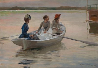 Dziewczęta w łodzi wiosłowej (Lato na archipelagu) autorstwa Albert Edelfelt