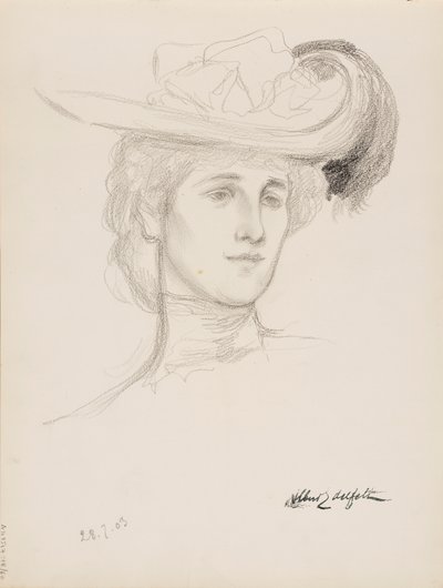 Kobieta w kapeluszu (Mme Flore Deschamps) autorstwa Albert Edelfelt