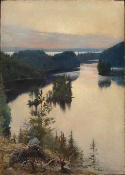 Grzbiet Kaukola o zachodzie słońca autorstwa Albert Edelfelt