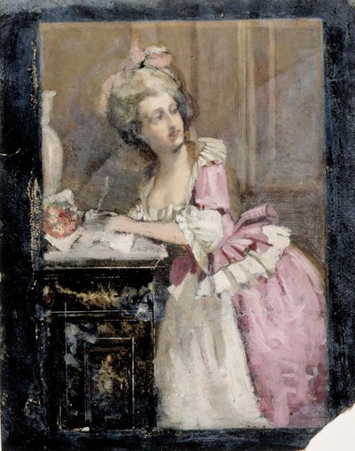 Pisząca dama, studium II do obrazu „Dama w stylu rokokowym” autorstwa Albert Edelfelt