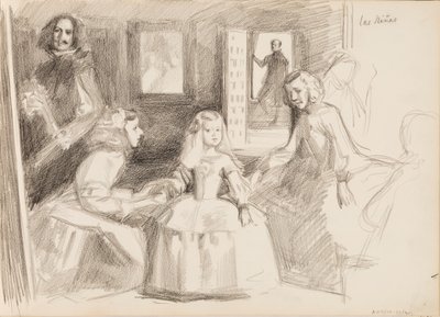 Las Meninas, szkic według Diego Velázqueza autorstwa Albert Edelfelt