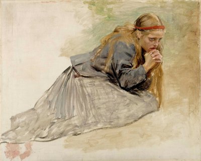 „Klęcząca Maria Magdalena”, szkic do obrazu „Chrystus i Maria Magdalena” autorstwa Albert Edelfelt