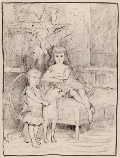 Studium portretowe przedstawiające Michała i Ksenię, dzieci cara Aleksandra III autorstwa Albert Edelfelt
