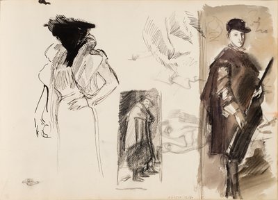 Szkice, Menippus i kardynał-infante Ferdynand Austriacki w stroju myśliwskim według Diego Velázqueza oraz szkic do Portretu śpiewaczki operowej Aino Ackté. autorstwa Albert Edelfelt