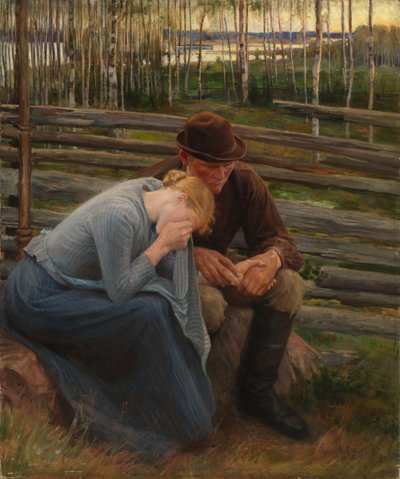 Smutek, wariacja na temat ilustracji do wiersza „Na jarmarku w Vernamo”; Smutek autorstwa Albert Edelfelt