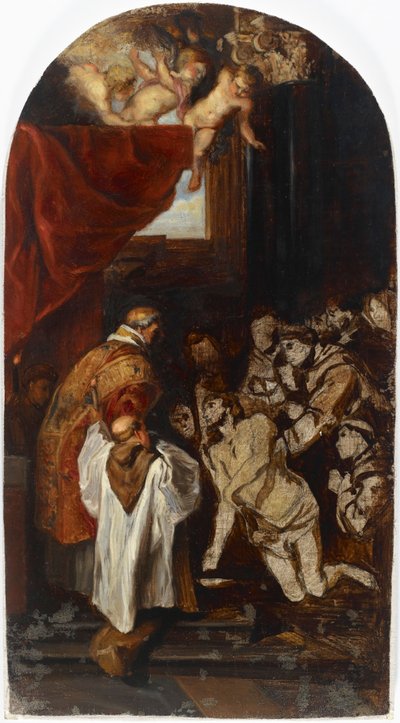 Die letzte heilige Kommunion des Heiligen Franziskus von Assisi, Kopie nach Rubens autorstwa Albert Edelfelt
