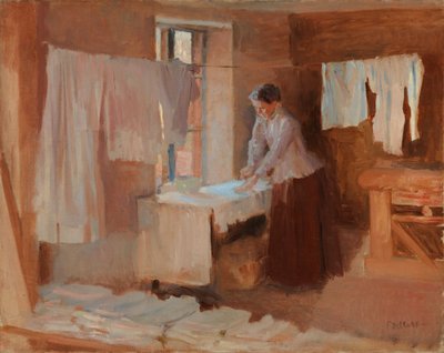 „Kobieta prasująca” – szkic do obrazu „Pralniczki” autorstwa Albert Edelfelt