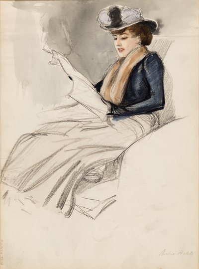 Siedząca kobieta, Aino Ackté autorstwa Albert Edelfelt