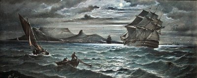 Moonlight, Capetown (akwarela z bodycolorem na papierze) autorstwa Albert Ernest Markes
