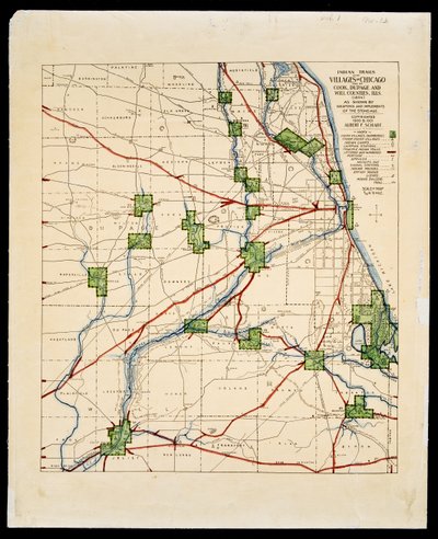 Mapa szlaków i wiosek Indian amerykańskich autorstwa Albert Frederick Scharf