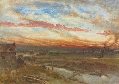 Zachód słońca w dzielnicach produkcyjnych autorstwa Albert Goodwin