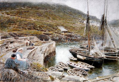 Boscastle (akwarela i bodycolor na papierze) autorstwa Albert Goodwin
