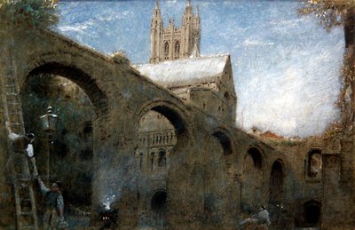 Canterbury (pióro i atrament z akwarelą i farbą do ciała na papierze) autorstwa Albert Goodwin