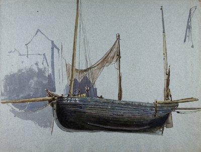Fishing Boat 57BX (akwarela i bodycolor na papierze barwionym) autorstwa Albert Goodwin