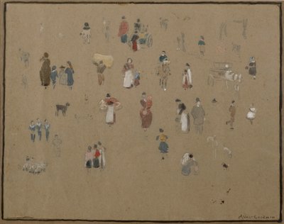 Idąc na rynek (akwarela i ołówek z akwarelą na barwionym papierze) autorstwa Albert Goodwin