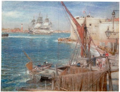 „HMS „Zwycięstwo” w Portsmouth, 1907. autorstwa Albert Goodwin