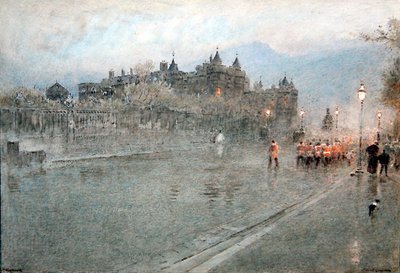 Holyrood, Edynburg (pióro i tusz z akwarelą na papierze) autorstwa Albert Goodwin
