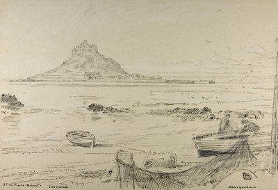 Góra św. Michała, Kornwalia, ok. 1870-80 (ołówek, atrament i kredka na pokładzie) autorstwa Albert Goodwin