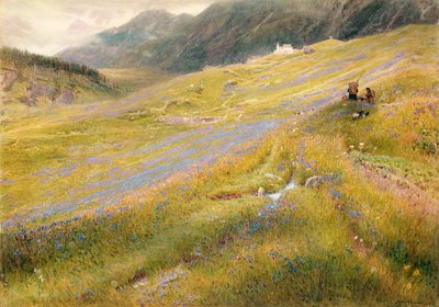 Alpejskie lato, 1874 (wc z kolorem nadwozia na papierze) autorstwa Albert Goodwin