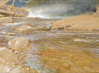 The Rapids/Nad wodospadem (akwarela i bodycolor na papierze) autorstwa Albert Goodwin