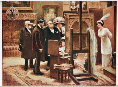 Sztuka. Sztuki piękne. Malarz przedstawiający swoje dzieło. Pocztówka autorstwa Alfreda Guillaume