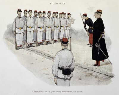 W ćwiczeniu: unieruchomienie to najpiękniejszy ruch żołnierza - Armee widziany przez Alberta Guillaume (1873-1942), ok. 1900 autorstwa Albert Guillaume