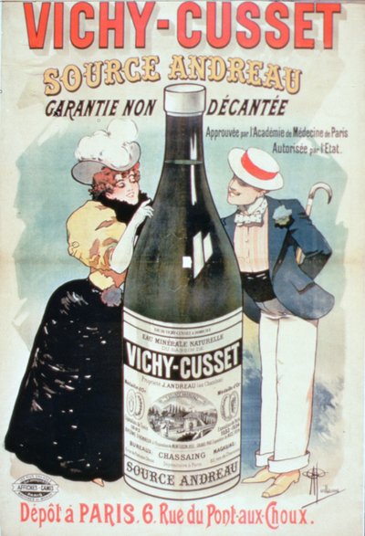 Plakat reklamujący wodę mineralną Vichy-Cusset, Paryż (kolor lito) autorstwa Albert Guillaume