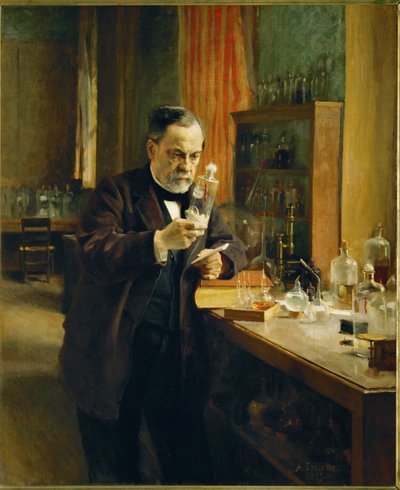 Louis Pasteur w swoim laboratorium ... (olej na płótnie) autorstwa Albert Gustaf Aristides Edelfelt