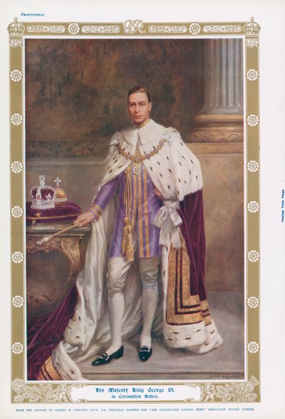 Król Jerzy VI w szatach koronacyjnych (kolor lito) autorstwa Albert Henry (after) Collings