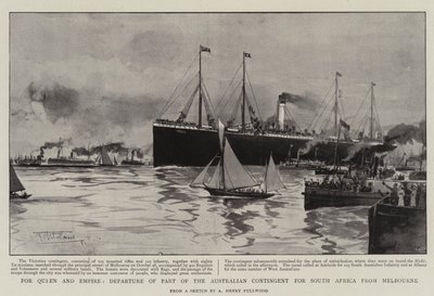 W imieniu królowej i imperium wyjazd części kontyngentu australijskiego do Republiki Południowej Afryki z Melbourne autorstwa Albert Henry Fullwood