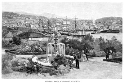 Hobart z McGregors Gardens, Tasmania, Australia, 1886. autorstwa Albert Henry Fullwood