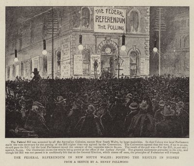 Referendum federalne w Nowej Południowej Walii, publikowanie wyników w Sydney autorstwa Albert Henry Fullwood