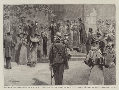 Przyjęcie dla nowej gubernator Nowej Południowej Walii, Lady Duff w Government House, Sydney, Nowa Południowa Walia autorstwa Albert Henry Fullwood