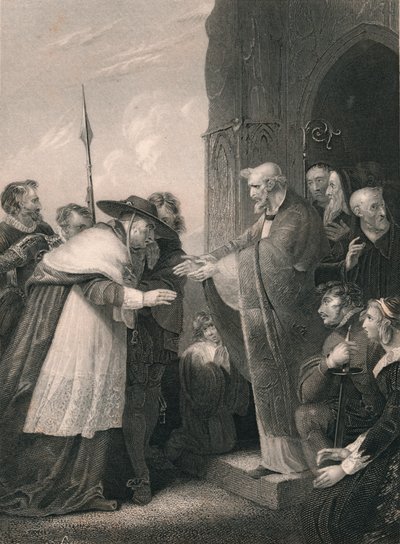 Kardynał Wolsey wkraczający do opactwa Leicester, 1530, połowa XIX wieku. autorstwa Albert Henry Payne