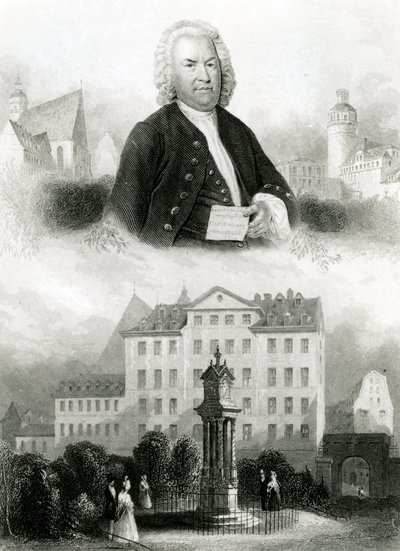 Portret Jana Sebastiana Bacha (1685-1750) i pomnik autorstwa Albert Henry Payne