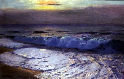 Łamiąca się fala, zmierzch (olej na płótnie) autorstwa Albert Julius Olsson