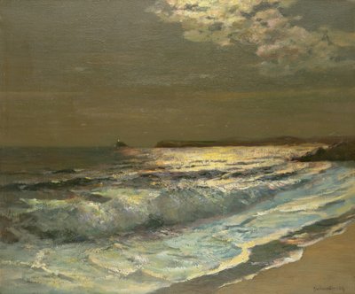 Załamująca się fala w świetle księżyca autorstwa Albert Julius Olsson