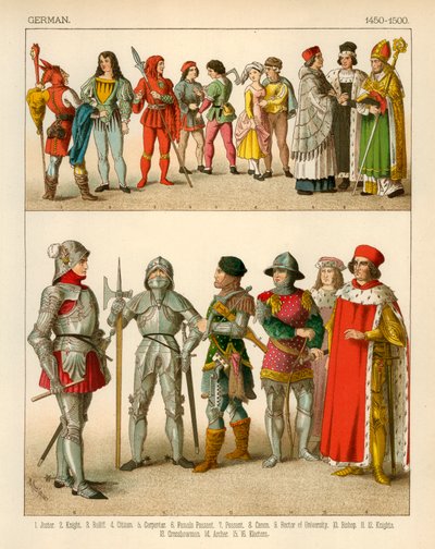 Niemiecki kostium 1450-1500 autorstwa Albert Kretschmer