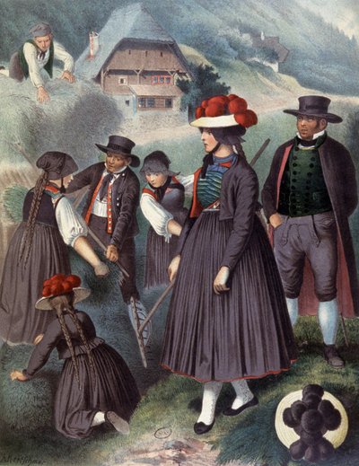 Talonpojat Badenin ympäristössä, n.1860 (kaiverrus)kiillotus autorstwa Albert Kretschmer