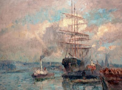 W porcie Rouen autorstwa Albert Lebourg